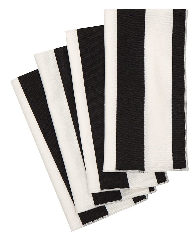 Decorative Things Black Napkins Cloth Fabric Table Linen DÃ©cor, Use for Black and White Wedding Reception, Dinner Party, Soft, Washable, Reusable, 18", Striped, Set of 4 - Image 3